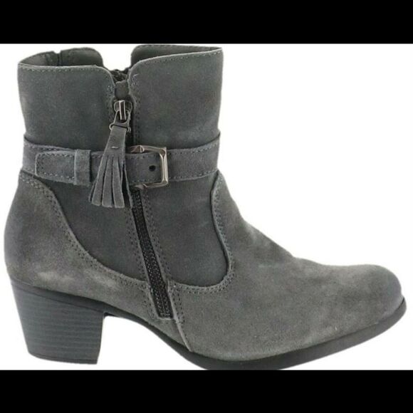 Earth Origins Suede Water Repellent Ankle Boots Tori Grey - Medium - Picture 3 of 5